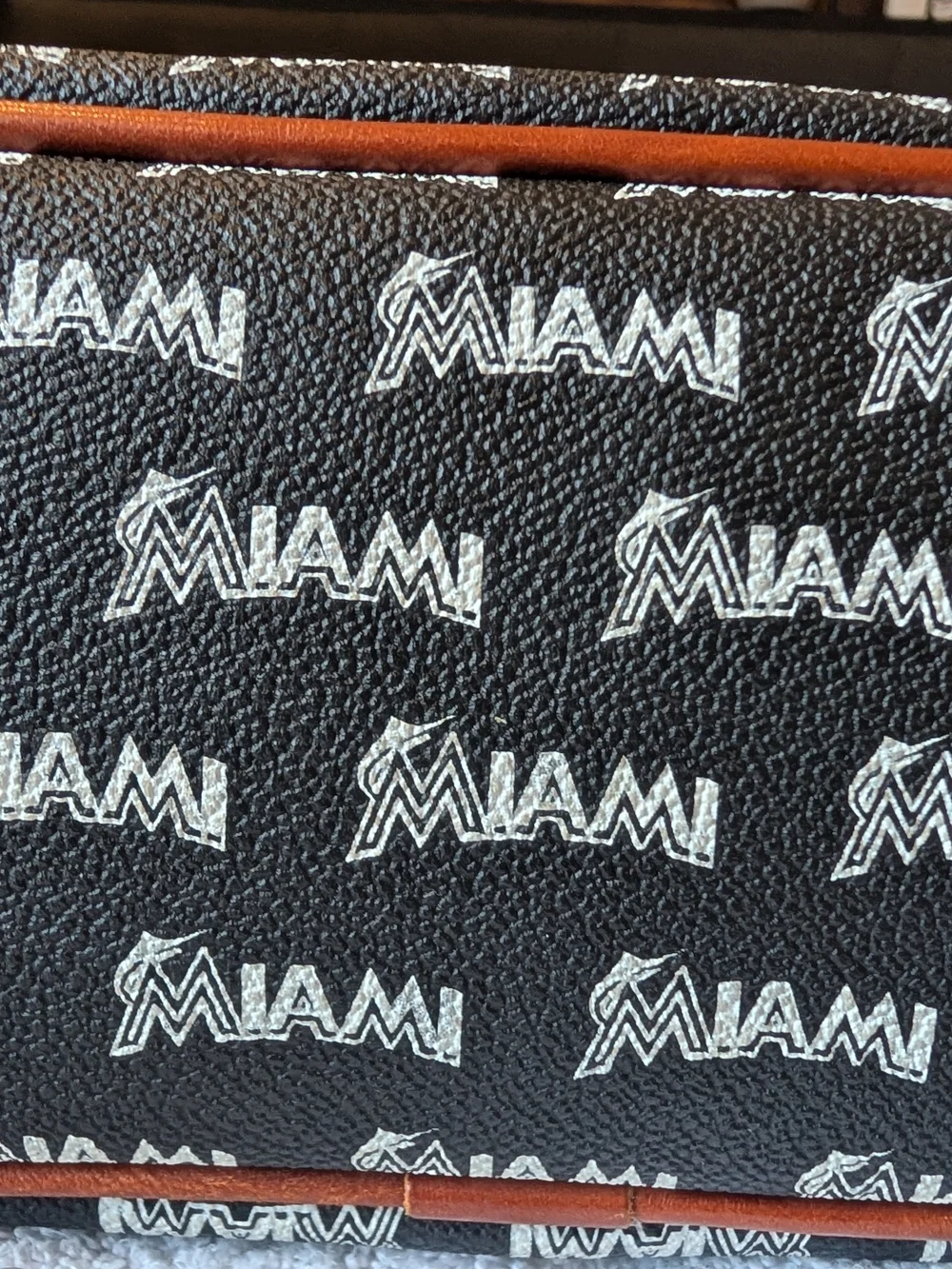 Dooney & Bourke MLB Miami Marlins Gameday Crossbody Bag Black Leather Trim
